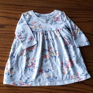 Baby Girls Grey Longsleeved Floral Dress | 3-6M